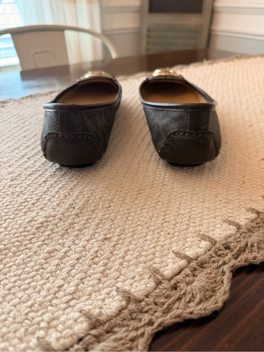 Michael Kors Fulton Brown Leather MK Logo Ballet Flats Shoes- Womens Size 7M